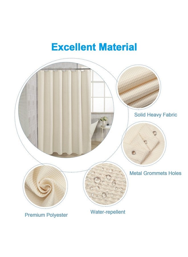 AmazerBath Waffle Shower Curtain, Heavy Duty Fabric Shower Curtain with Waffle Weave Hotel Quality Bathroom Curtains, 72 x 72 Inches (Cream Yellow) - Image 3