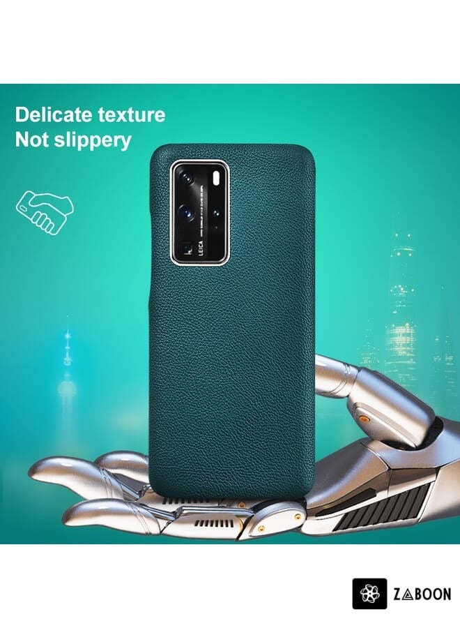 Icarer Protective Case Cover For Huawei P40 Grain Cowhide Leather Back Navy Blue - Image 4