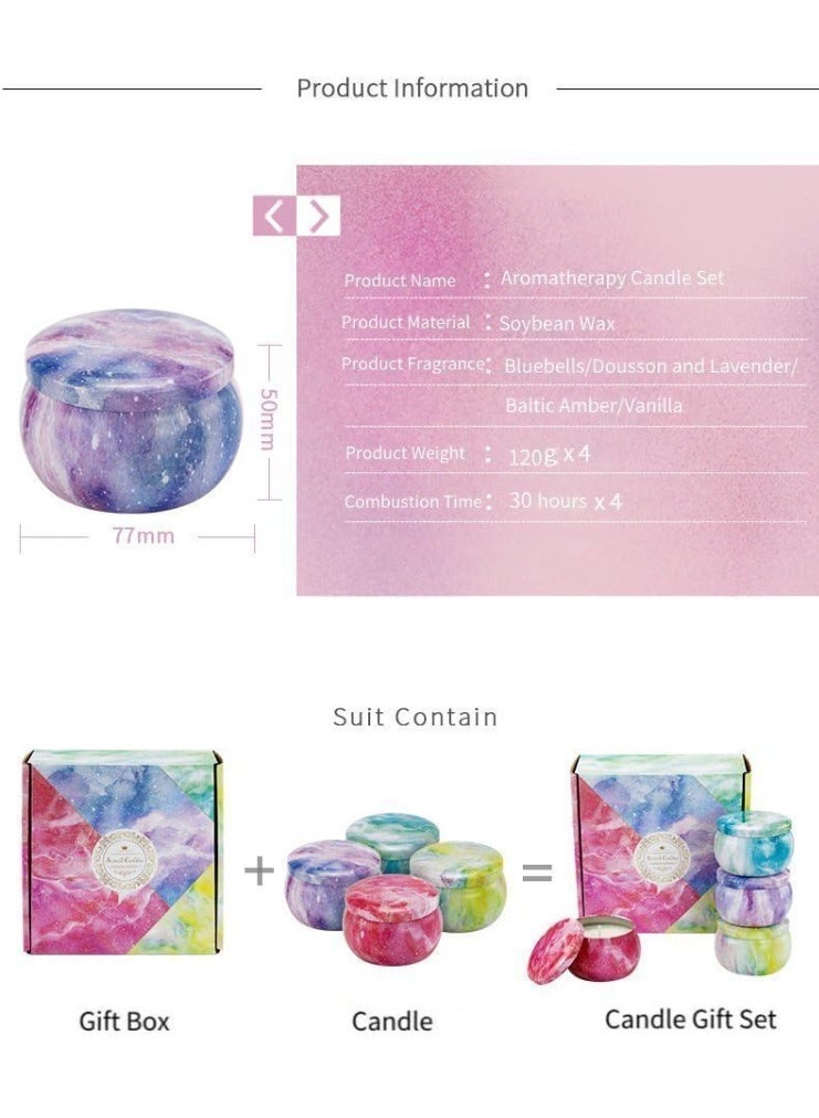 ChicAbode 4 Pcs Aromatherapy Candle, Scented Candles Gift Set, Soy Wax Aromathrapy Candles for Stress Relief, for Home Scented, Birthday, Christmas, Thanksgiving, Mother's Day, Phantom Color Style - Image 2