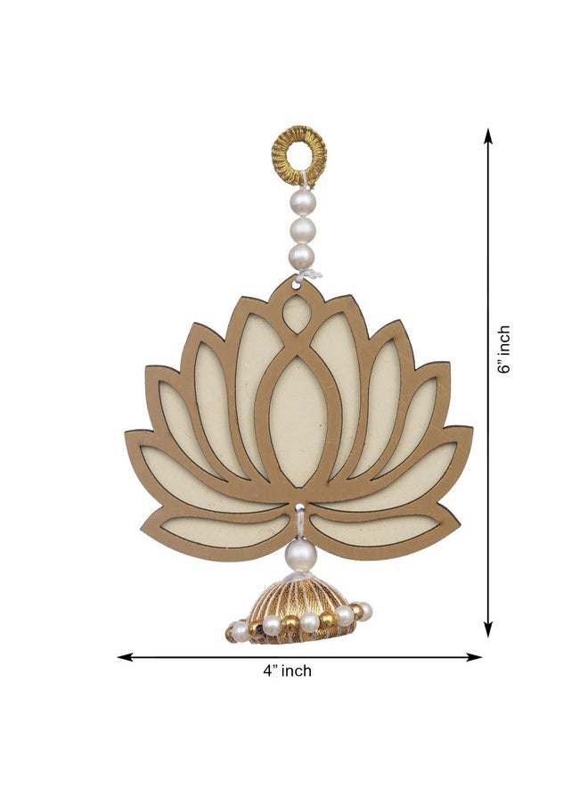 Webelkart Premium Yellow Lotus Wall Hanging |Lotus Back Drop Hanging Wall Hanging Home And Office Decor (Wood Set Of 5) 6" Inches  - Image 3