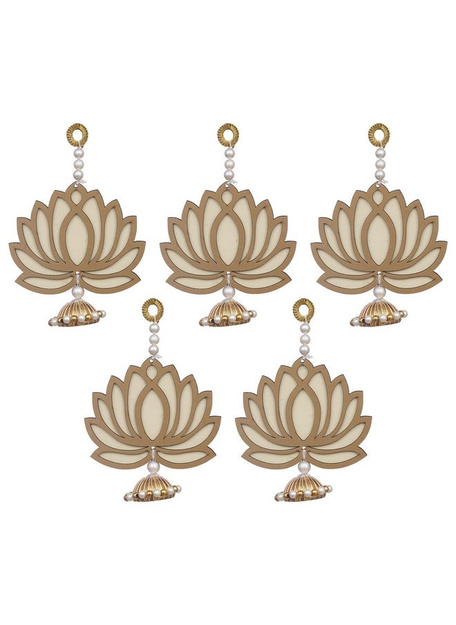 Webelkart Premium Yellow Lotus Wall Hanging |Lotus Back Drop Hanging Wall Hanging Home And Office Decor (Wood Set Of 5) 6" Inches  - Image 4