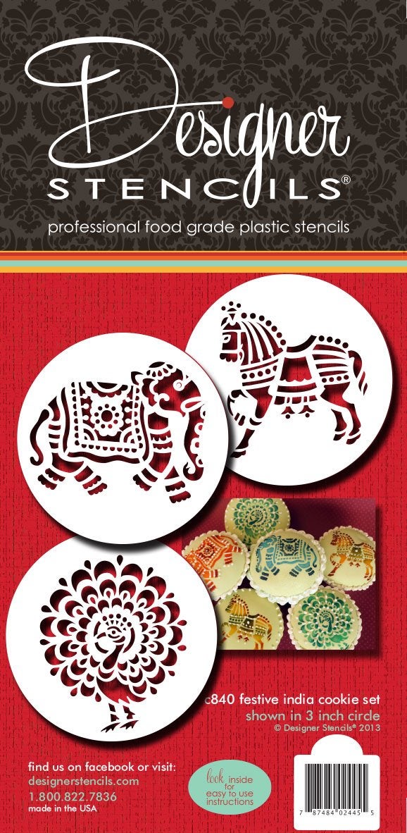 Designer Stencils C840 Indian Animals Stencil Set, Beige/Semi-Transparent - Image 5