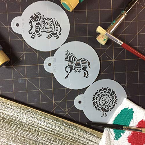 Designer Stencils C840 Indian Animals Stencil Set, Beige/Semi-Transparent - Image 4