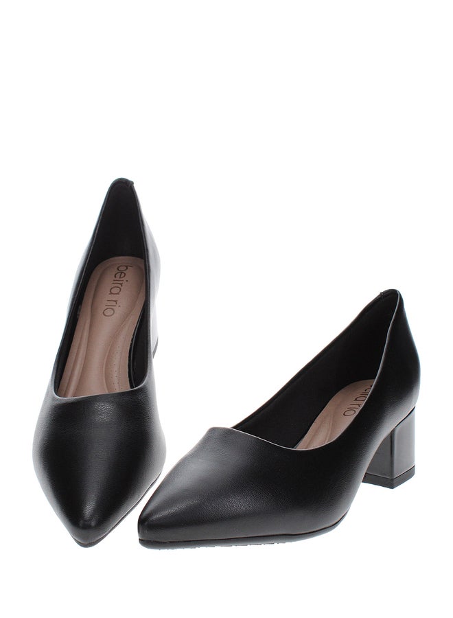 Beira Rio Solid Pointed Toe Block Heel Shoes - Image 2