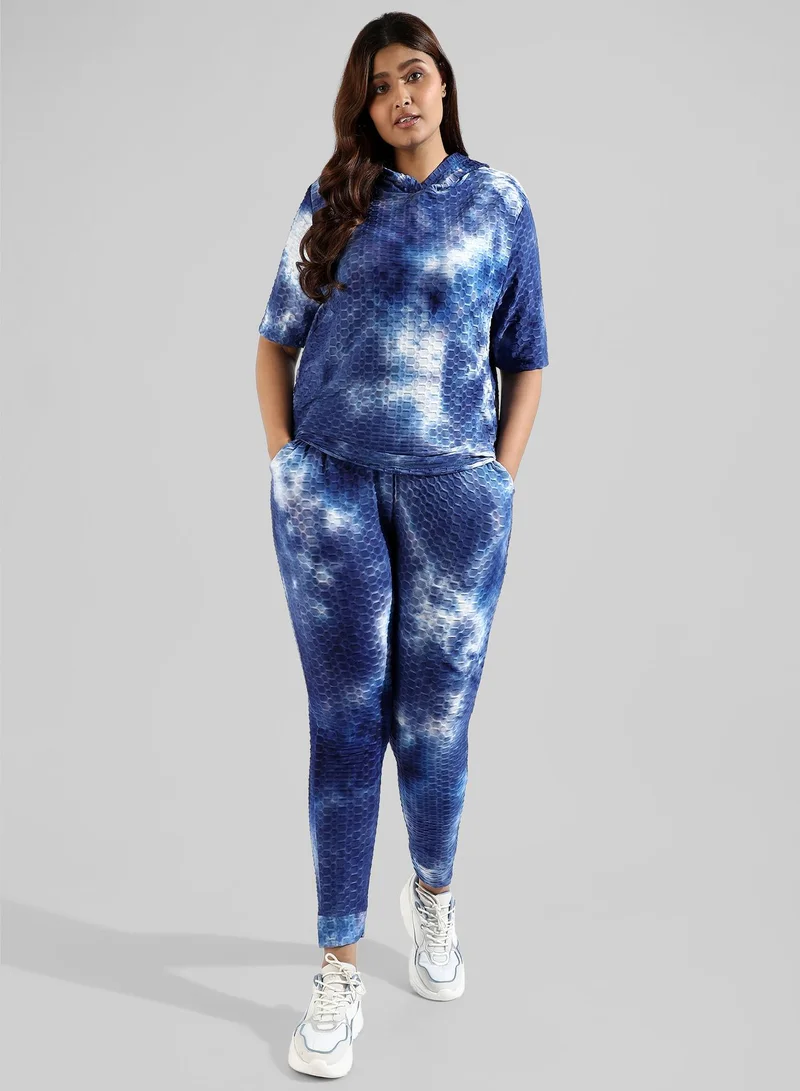 انستافاب بلس طقم هودي أنيق مصبوغ بالربط