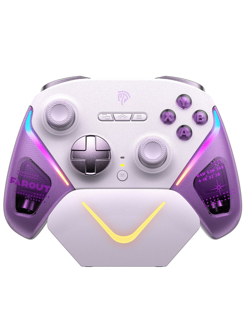 EasySMX وحدة تحكم الألعاب اللاسلكية EasySMX D10 مع قاعدة شحن ذكية للكمبيوتر/ستيم/آيفون/أندرويد/سويتش مع عصي TMR، زناد مزدوج الوضع، مفاتيح ميكانيكية 1000Hz، أضواء RGB، بطارية 1000mAh - Image 1