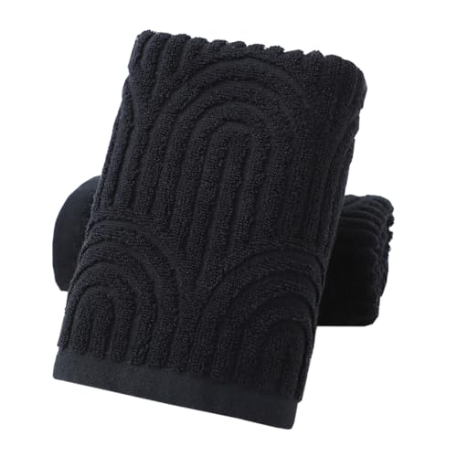 Pidada Hand Towels Set of 2 Striped Pattern 100 Cotton Absorbent Soft Decorative Towel for Bathroom Black