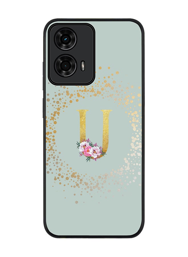 Stylizedd For Motorola Moto G24 / G24 Power Case,Slim fit Camera Protection, Shockproof Thin Phone cover - Custom Monogram Floral - U (Light Grey ) - Image 1