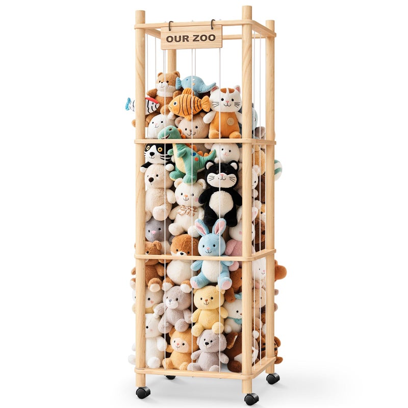 WORLDMX Stuffed Animal Zoo Organizer with Wheels â€“ Extra Large Plush Storage Cage, Stuffed Animal Holder & Stuffed Animal Storage for Kidsâ€™ Bedroom and Playroom - Image 1