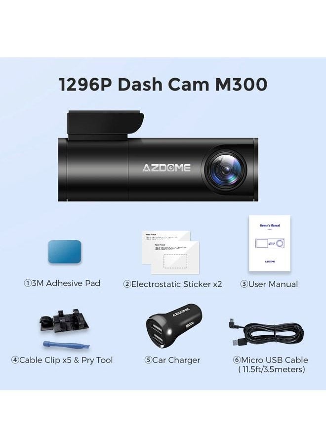 M300 Car DVR Voice Control Dash Cam 1296P WiFi Dashcams Hidden Car Camera Night Vision G-Sensor 24H Parking Monitor