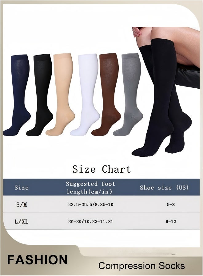 4 Pairs High Compression Socks, Solid Knee High Trouser Socks For Men And Women, Tall Boot Socks Support Circulation Recovery Athletic, Long Socks Fit Running Splints Flight Travel, Comfy Tights Socks - Image 4