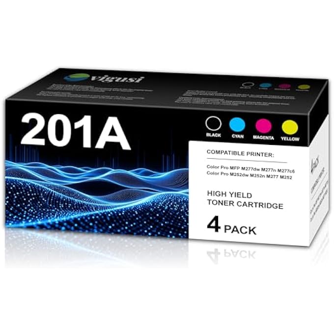 201A TONER CARTRIDGE SET COMPATIBLE 201X CF400X , 201A CF400A CF401A CF402A CF403A REPLACEMENT FOR HP 201A TONER CARTRIDGES PRO MFP M277DW INK PRINTER (4-PACK, BLACK, CYAN, MAGENTA, YELLOW) | CF400AQ1 - Image 1