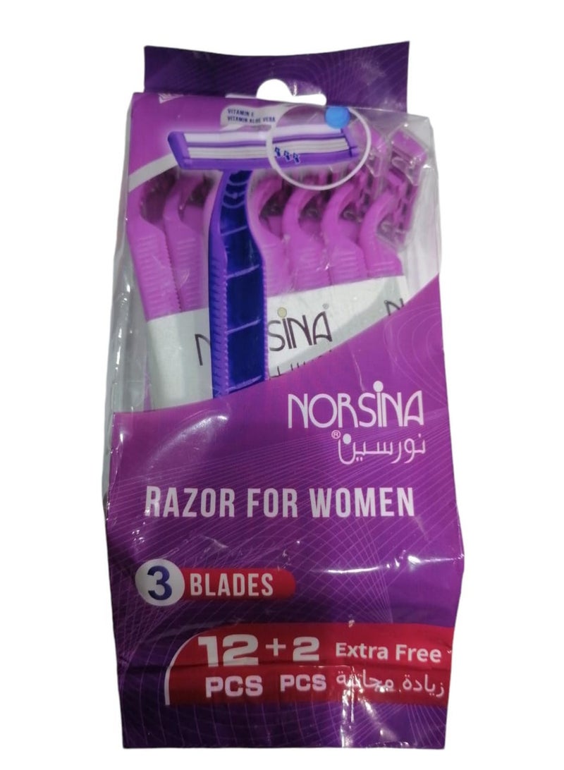 نورسينا طقم شفرات نورسينا الثلاثي للنساء مكون من 12 +2 قطعة إضافية مجانية - Image 1