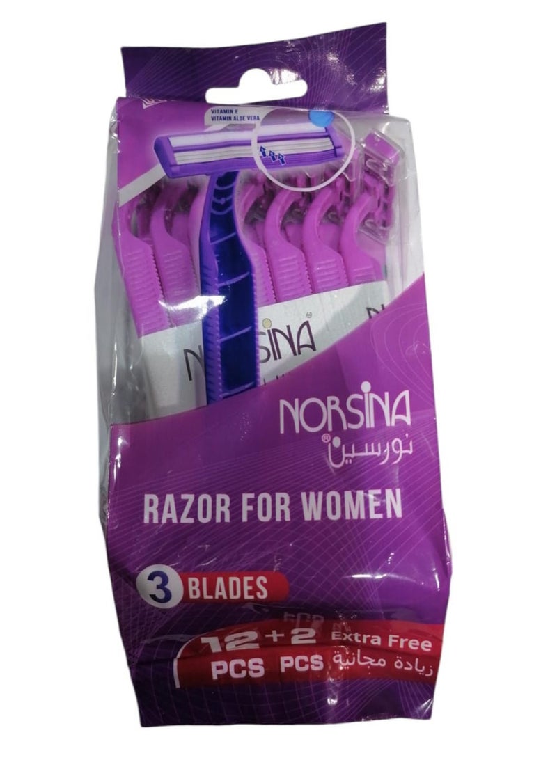 نورسينا طقم شفرات نورسينا الثلاثي للنساء مكون من 12 +2 قطعة إضافية مجانية - Image 2