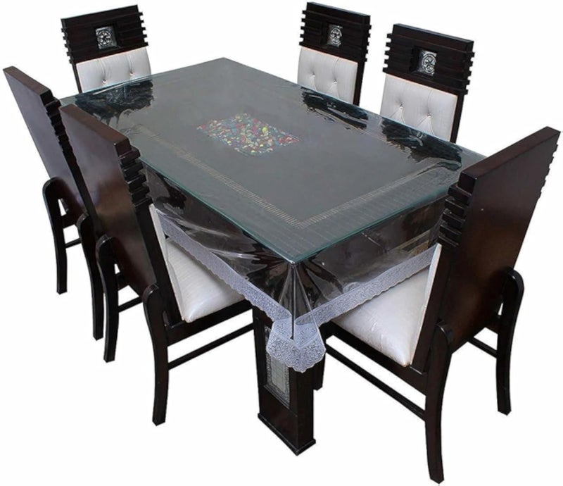 FORERA Transparent PVC Leather Tablecloth Size 150x200 cm Elegant Edges - Easy to Clean and Keep Shape in Egyptian and Arabic Houses