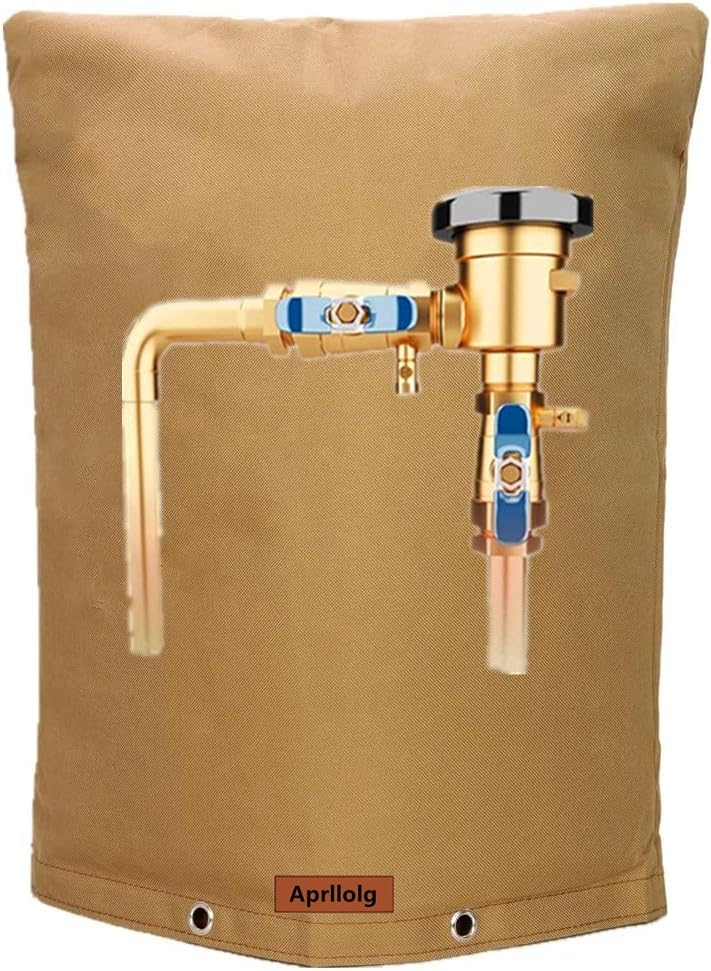Aprllolg Backflow Preventer Insulated Cover, Well Pump Insulation Covers for Winter Freeze Protection, Outside Insulation Cover Pouch for Water Sprinkler Valve,Pressure Vacuum Breaker (Coffee 16" W x 20" H) - Image 1
