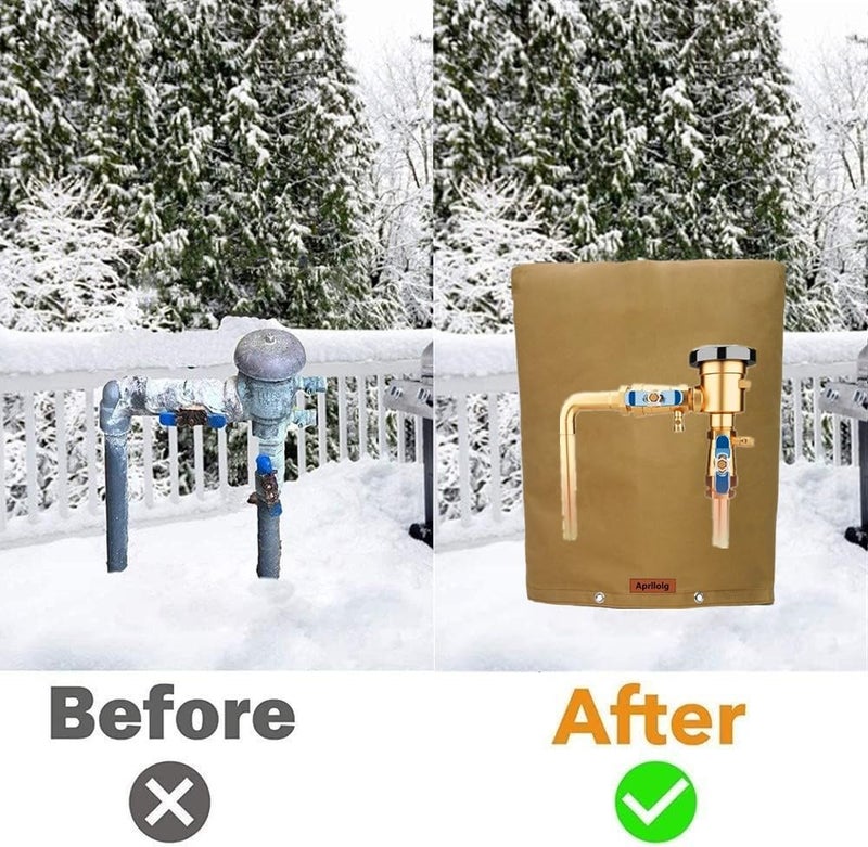 Aprllolg Backflow Preventer Insulated Cover, Well Pump Insulation Covers for Winter Freeze Protection, Outside Insulation Cover Pouch for Water Sprinkler Valve,Pressure Vacuum Breaker (Coffee 16" W x 20" H) - Image 3