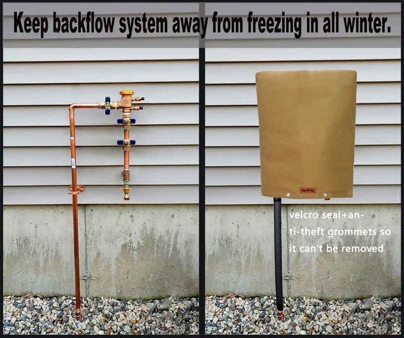 Aprllolg Backflow Preventer Insulated Cover, Well Pump Insulation Covers for Winter Freeze Protection, Outside Insulation Cover Pouch for Water Sprinkler Valve,Pressure Vacuum Breaker (Coffee 16" W x 20" H) - Image 2