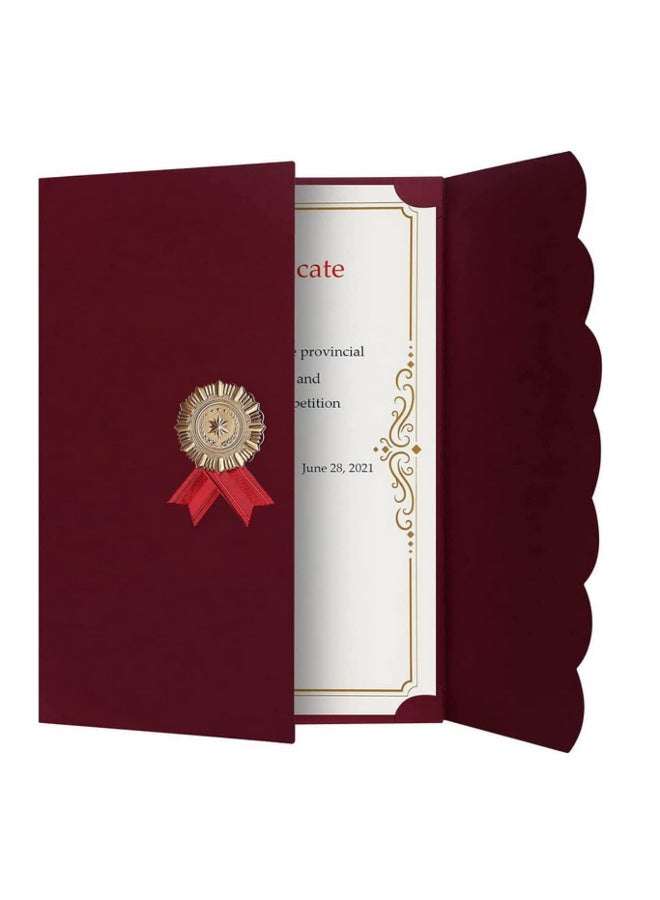 A4 Certificate Holder Graduation Diploma Cover Degree Certificate Holder Trifold Document Covers for Award Certificates Diplomas Documents Contract Invitation Card 5pcs Red - Image 1