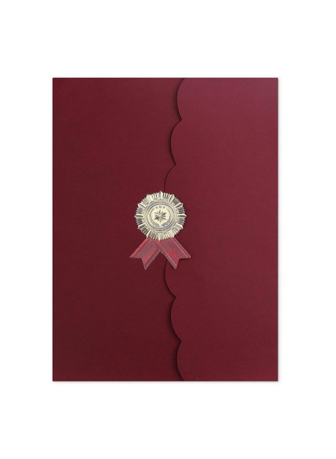 A4 Certificate Holder Graduation Diploma Cover Degree Certificate Holder Trifold Document Covers for Award Certificates Diplomas Documents Contract Invitation Card 5pcs Red - Image 2