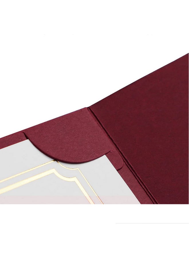 A4 Certificate Holder Graduation Diploma Cover Degree Certificate Holder Trifold Document Covers for Award Certificates Diplomas Documents Contract Invitation Card 5pcs Red - Image 5