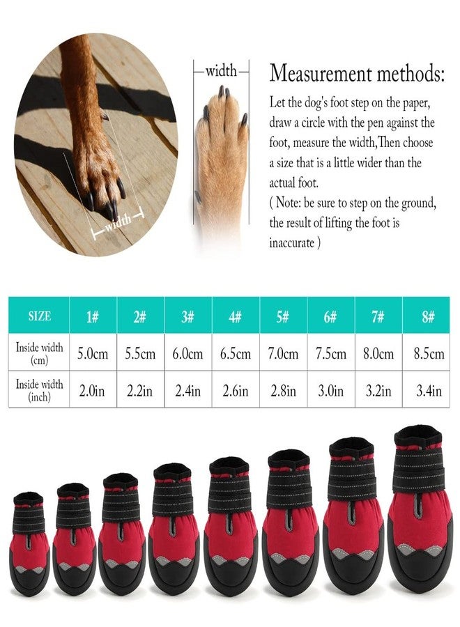PETANGEL Dog Boots Waterproof Shoes for Dogs with Reflective Straps, Rugged Anti-Slip Soft Sole Dogs Paw Protector for Small Medium Large Dogs (Red, Size: 8) - Image 4