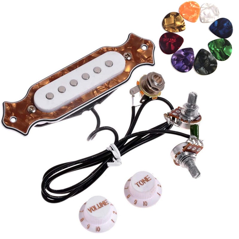 JOINSI 1 sets Pre-wired 6-string Cigar Box Guitar Pickup Soundhole Harness with Picks, Volume & Tone for Electric Guitar - Image 1