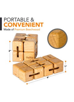 BUNMO BUNMO Stocking Stuffers for Teens - Infinity Cube Fidget Toy - Stocking Stuffers for Teen Boys - Fidgets for Adults - Travel Toys - Gifts for Teenage Boys - 10 Year Old Boy Gift - 1 Pack Beech Wood  - Image 5