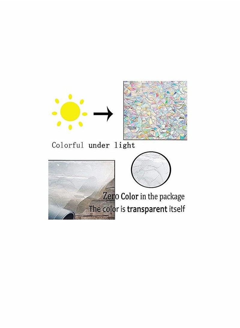 KASTWAVE - Window Film Decorative Privacy Film 3D No Glue Holographic Glass Sticker for Glass Door Home House Ofiice Heat Control Anti UV 17.5 x 78.7 inches - Image 1