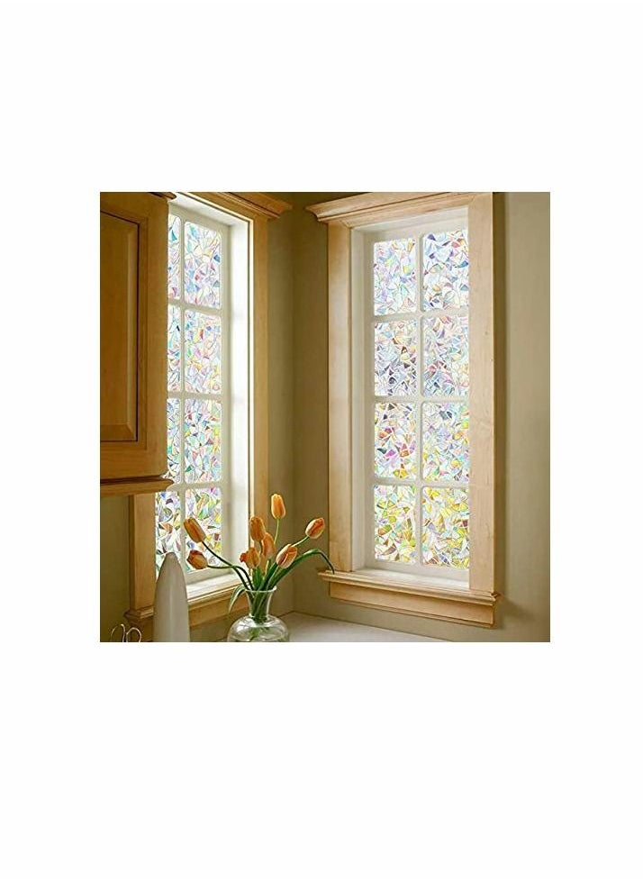 KASTWAVE - Window Film Decorative Privacy Film 3D No Glue Holographic Glass Sticker for Glass Door Home House Ofiice Heat Control Anti UV 17.5 x 78.7 inches - Image 1