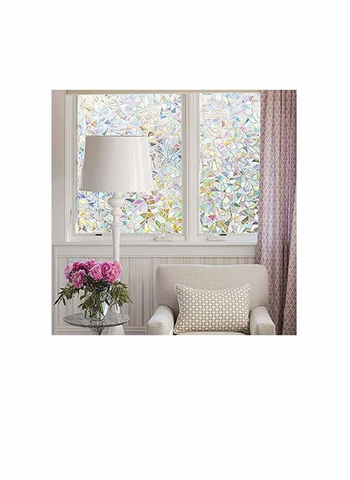 KASTWAVE - Window Film Decorative Privacy Film 3D No Glue Holographic Glass Sticker for Glass Door Home House Ofiice Heat Control Anti UV 17.5 x 78.7 inches - Image 1