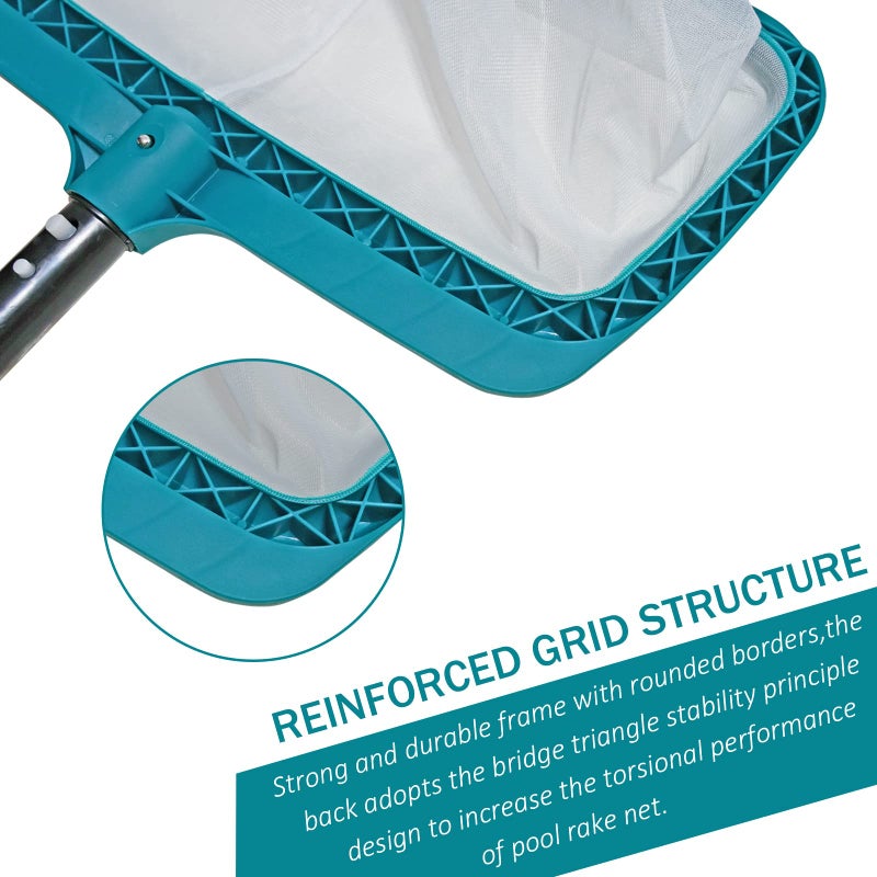 POOLWHALE Professional Pool Skimmer Net, Heavy Duty Swimming Leaf Rake Cleaning Tool with Deep Fine Nylon Mesh Net Bag - Fast Cleaning,Easy Scoop Edge,Debris Pickup Removal - Image 3