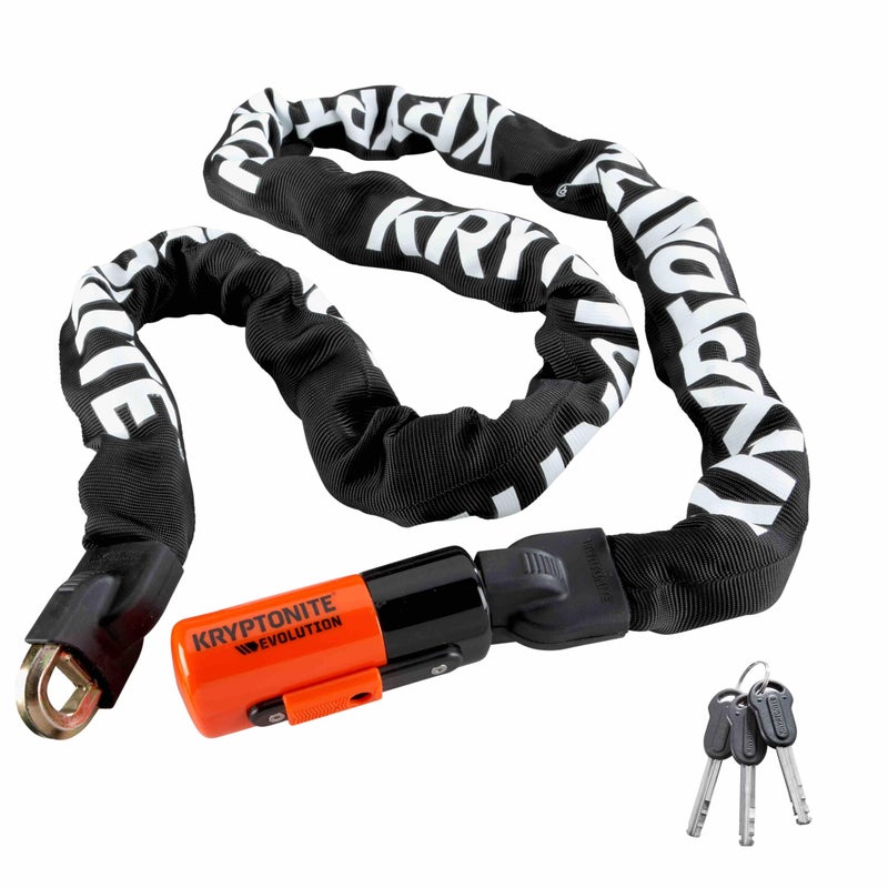 Kryptonite 1016 Evolution 97 Pound Integrated Bike Chain 525 ft Long 10mm Steel Chain with Keys for Bicycles EBikes Motorcycles Scooters