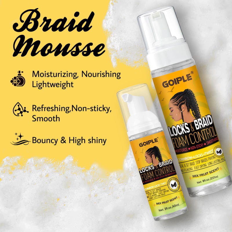 Goiple Braid Foam Control Mousse Braiding Hair Mousse for Braids Twist, Locs, No Flake Extra Hold High Shine Style and Moisturizes, Lightweight, Smooth, No Flake Easy to Apply (4pcs) - Image 3
