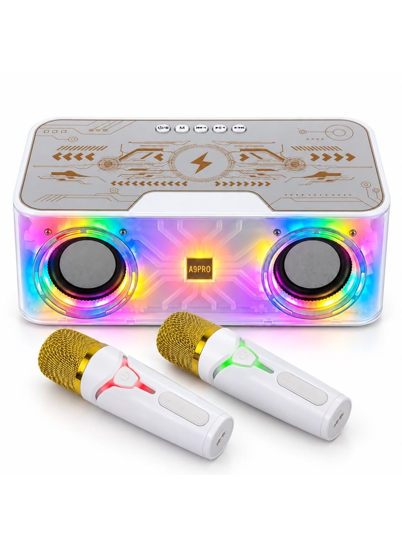 مكبر صوت كاريوكي بلوتوث HM-A9Pro مع 2 ميكروفون لاسلكي، إضاءة LED RGB، وشحن لاسلكي 15 واط - Image 3