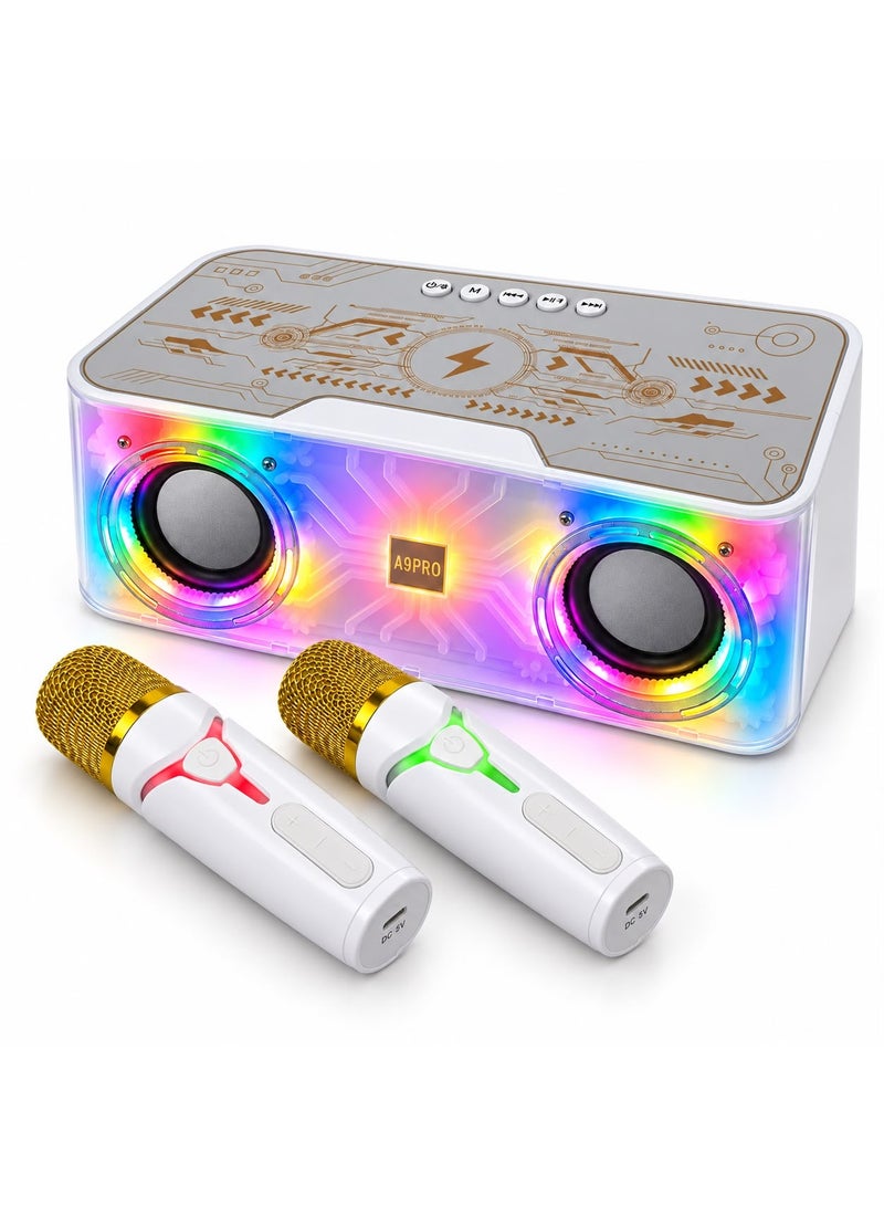 مكبر صوت كاريوكي بلوتوث HM-A9Pro مع 2 ميكروفون لاسلكي، إضاءة LED RGB، وشحن لاسلكي 15 واط - Image 4