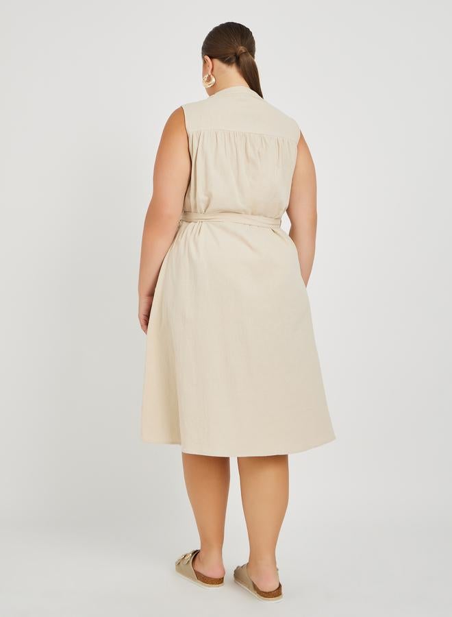 Styli Belted Sleeveless Dress - Image 5