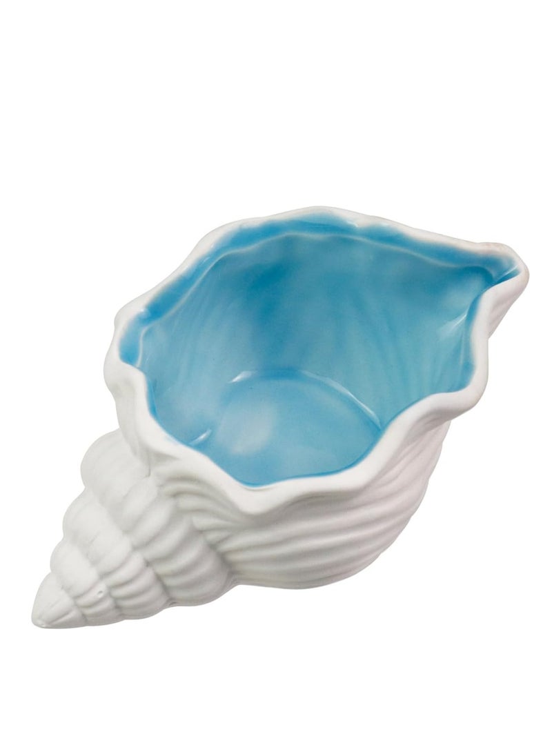 Oasisgalore 1 Pcs Ceramic Conch Trinket Tray – Blue Jewelry Dish for Earrings, Rings, and Bracelets.  - Image 1