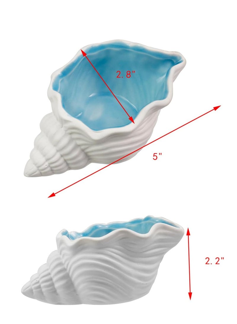 Oasisgalore 1 Pcs Ceramic Conch Trinket Tray – Blue Jewelry Dish for Earrings, Rings, and Bracelets.  - Image 4