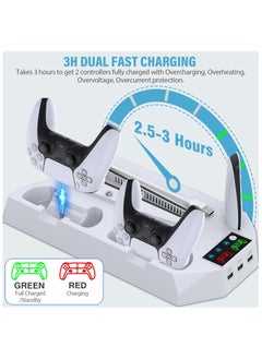 DOBE PS5 Slim Stand and Cooling Station with Controller Charging Station for Playsation 5 Slim&Standard Disc/Digital Console, PS5 Accessories Incl. Controller Charger/Turbo Fan/3 USB Hub/Headset holder  - Image 3