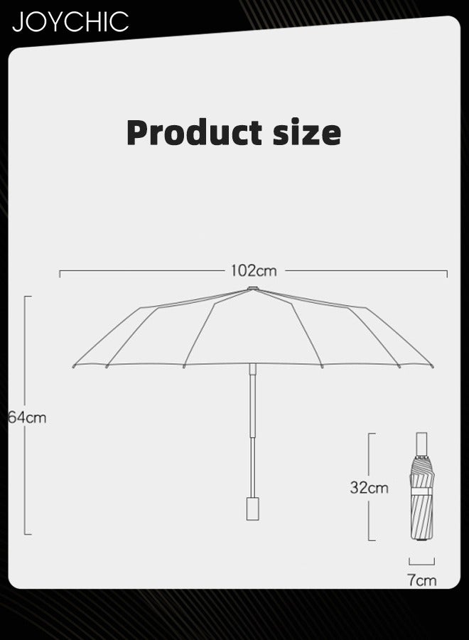 Joychic مظلة كبيرة مضادة للرياح مع 12 ضلعًا ومضادة للأشعة فوق البنفسجية تفتح وتغلق تلقائيًا، مظلة سفر قوية قابلة للطي 3 مرات باللون العنابي - Image 4