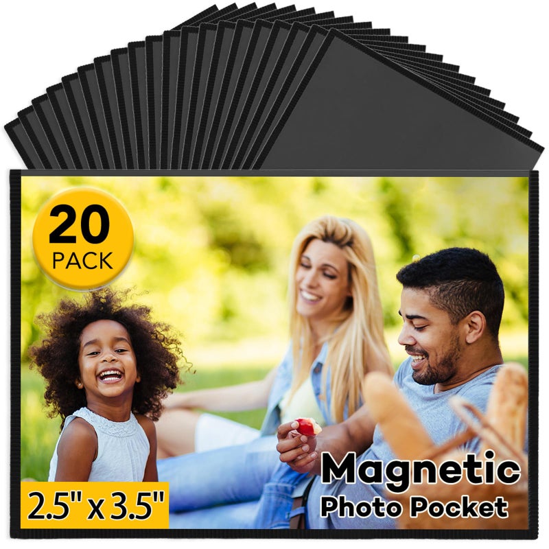 YixangDD 20 Pack Magnetic Picture Frame, 2.5 x 3.5 Inches Fridge Magnetic Photo Frames, Magnetic Photo Frames for Refrigerator, Home, School, Office (Black) - Image 1
