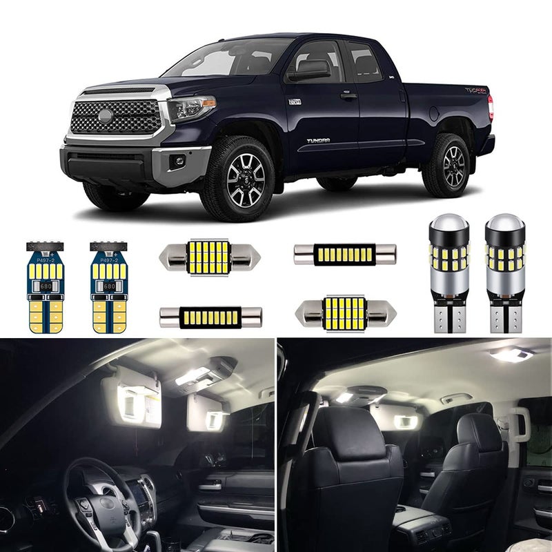 AUTOGINE Super Bright 6000K White LED Interior Light Bulbs Kit Package for 2007-2019 Toyota Tundra + Install Tool
