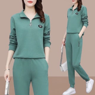 Slimming Thin Sportswear Set for Mom Casual Loose Running Outfit Spring Autumn Large Size Womens Fashionable Outerwear Green - pzsku/ZF79E1D53EF1364071698Z/45/1746226039/789ab140-7a07-4d4b-bfb9-1a760e6637ae