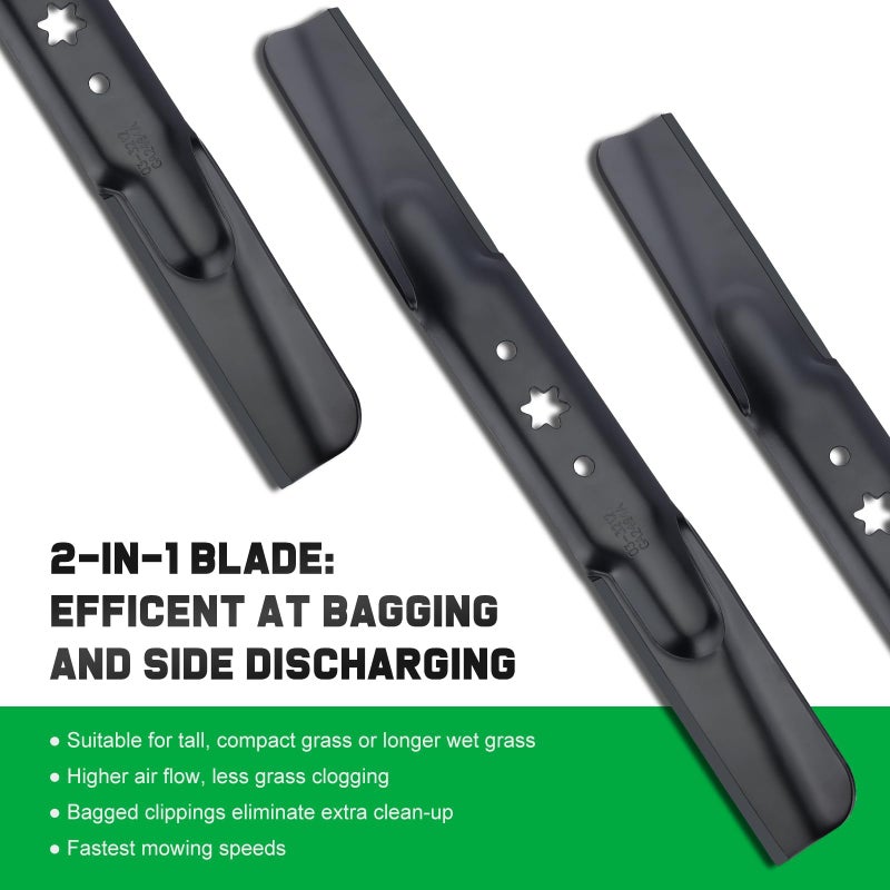 Grasscool 942-04308 Blades with 6 Star Hole for Troy Bilt Bronco Pony Mustang 42 inch Mower Cub Cadet XT1-42 ZT1-42 42'' Zero Turn Lawn Tractor Replace 942-04308A 942-04312 High Lift - Image 5