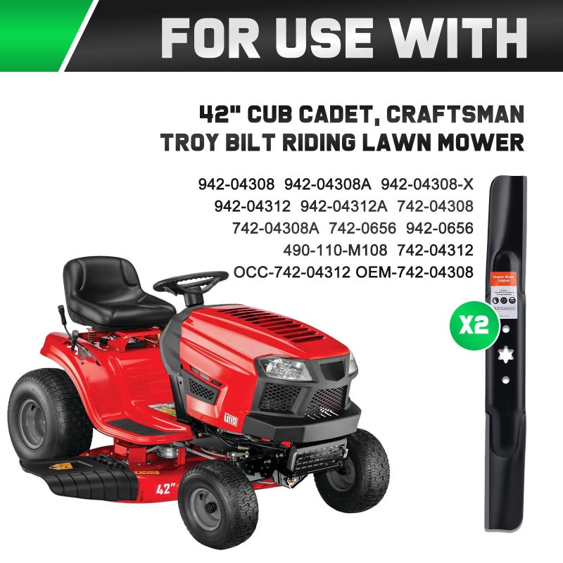Grasscool 942-04308 Blades with 6 Star Hole for Troy Bilt Bronco Pony Mustang 42 inch Mower Cub Cadet XT1-42 ZT1-42 42'' Zero Turn Lawn Tractor Replace 942-04308A 942-04312 High Lift - Image 4