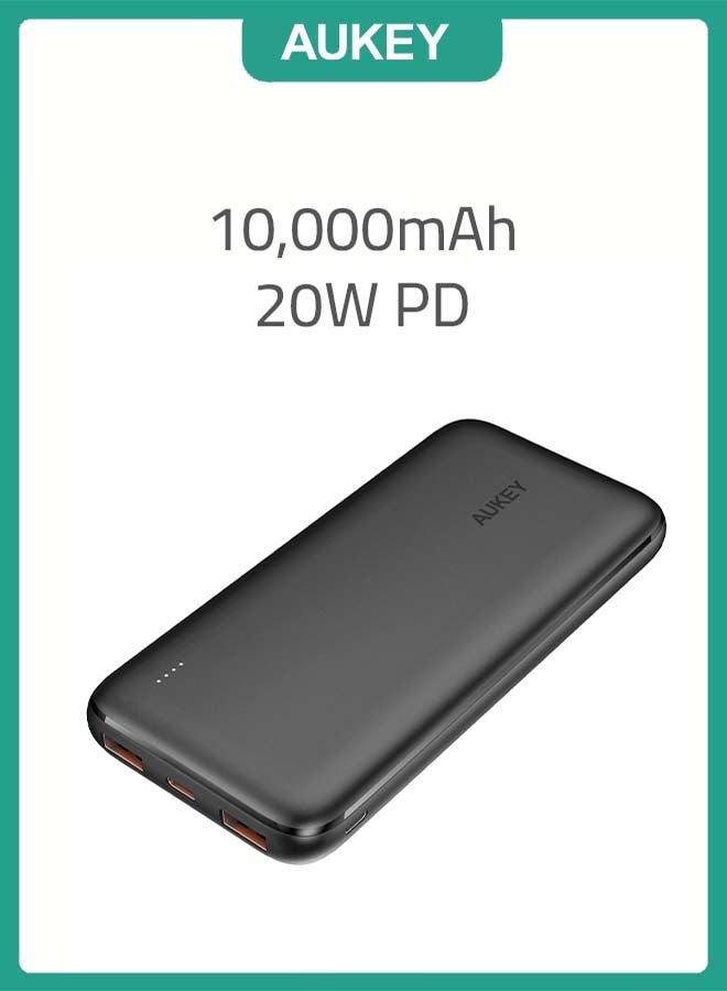 Aukey 10000 mAh Power Bank 20W PD & USB-C Black - Image 1