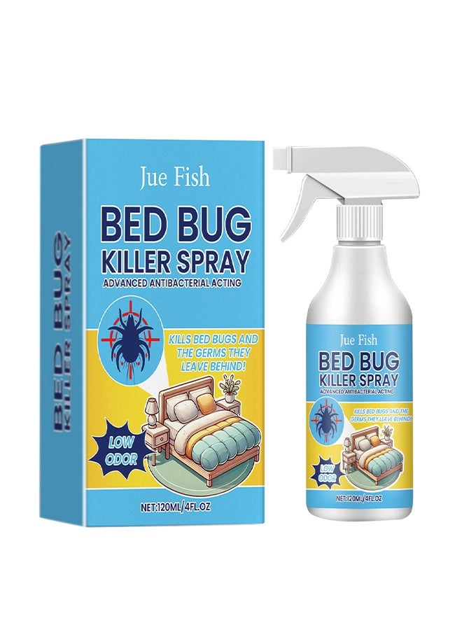 JUE-FISH ed Bugs Killer Spray 120ml, Indoor Roach, Flea, Bedbug and Moth Repellent, No Stains, Fresh Scent - Image 1