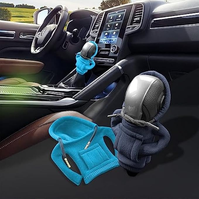 ريحني غطاء مقبض ناقل الحركة لسيارة كاستويف، سترة بأسلوب سويتشيرت ناقل حركة بغطاء رأس 2 قطعة بلونين لمعظم السيارات، ديكور داخلي أنيق - Image 3