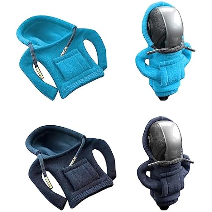 ريحني غطاء مقبض ناقل الحركة لسيارة كاستويف، سترة بأسلوب سويتشيرت ناقل حركة بغطاء رأس 2 قطعة بلونين لمعظم السيارات، ديكور داخلي أنيق - Image 1